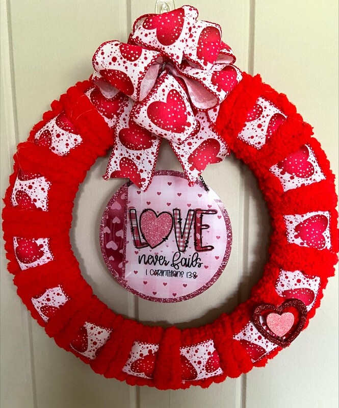 Valentine's "Love Never Fails" Wreath.